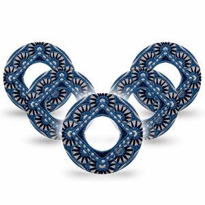 ExpressionMed Indigo Loomwork Freestyle Libre, Libre 2 Plus, and Abbott Lingo, 5-Pack Masculine abstract print Decorative Patch for Continuous Glucose Monitor