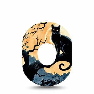 ExpressionMed Spooky Black Cat Dexcom G7 Tape, Dexcom Stelo Glucose Biosensor System, Single Tape Shadowy Night Cat, Overlay Tape CGM Design
