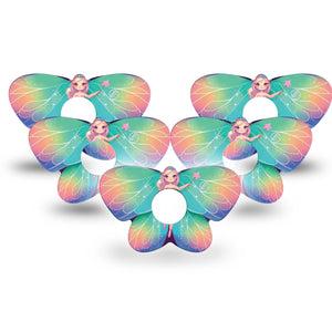 ExpressionMed Fairy Freestyle Libre 3 and Libre 3 Plus Butterfly Shape Tape 5-Pack Tape Pixie Doll With Sparkle Inspired Wings, Overlay Patch CGM Design