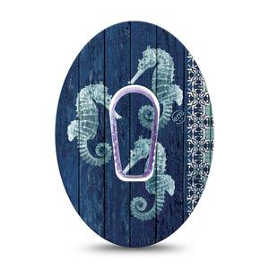 ExpressionMed Seahorse Dexcom G6, Single Tape and Single Sticker ocean themed pattern Sensor Cover for Continuous Glucose Monitor