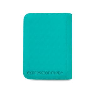 A clean view of the back of the deep ocean-teal organizer, featuring the “expressionmed” logo at the bottom.