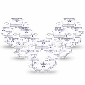 ExpressionMed Airplane Freestyle Libre 3 and Libre 3 Plus Flower Shape Tape 5-Pack Tape Small Aircraft Outlines, Plaster CGM Design