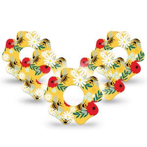 ExpressionMed Bees and Flowers Infusion Set Flower Shape Tape 10-Pack Tape Spring Bloom Plaster Continuous Glucose Monitor Design