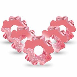 ExpressionMed Blush Rose Freestyle Libre 3 and Libre 3 Plus Flower Shape Tape 5-Pack Tape Silky Petals Overlay Tape CGM Design