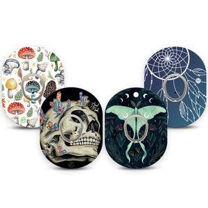 ExpressionMed Witching Hour Variety Pack Dexcom G7 Sticker and Tape, Dexcom Stelo Glucose Biosensor System,  Potion and Crystal Prints, Vinyl Sticker and Tape Pairing Continuous Glucose Monitor Design