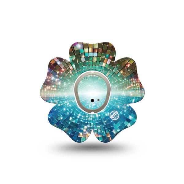ExpressionMed Disco Lights Dexcom G7 and Dexcom Stelo Glucose Biosensor System Flower, Single Tape and Single Sticker Colorful light dots Patch for CGM