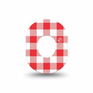 ExpressionMed Red Gingham Dexcom G7 and Dexcom Stelo Glucose Biosensor System Mini, Single Tape Classic picnic check Waterproof Plaster for CGM