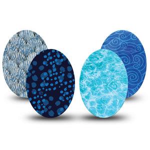 ExpressionMed Coastal Blues Medtronic Guardian Enlite Universal Oval, 4-Pack Tape nautical blue palette Best Covers for CGM