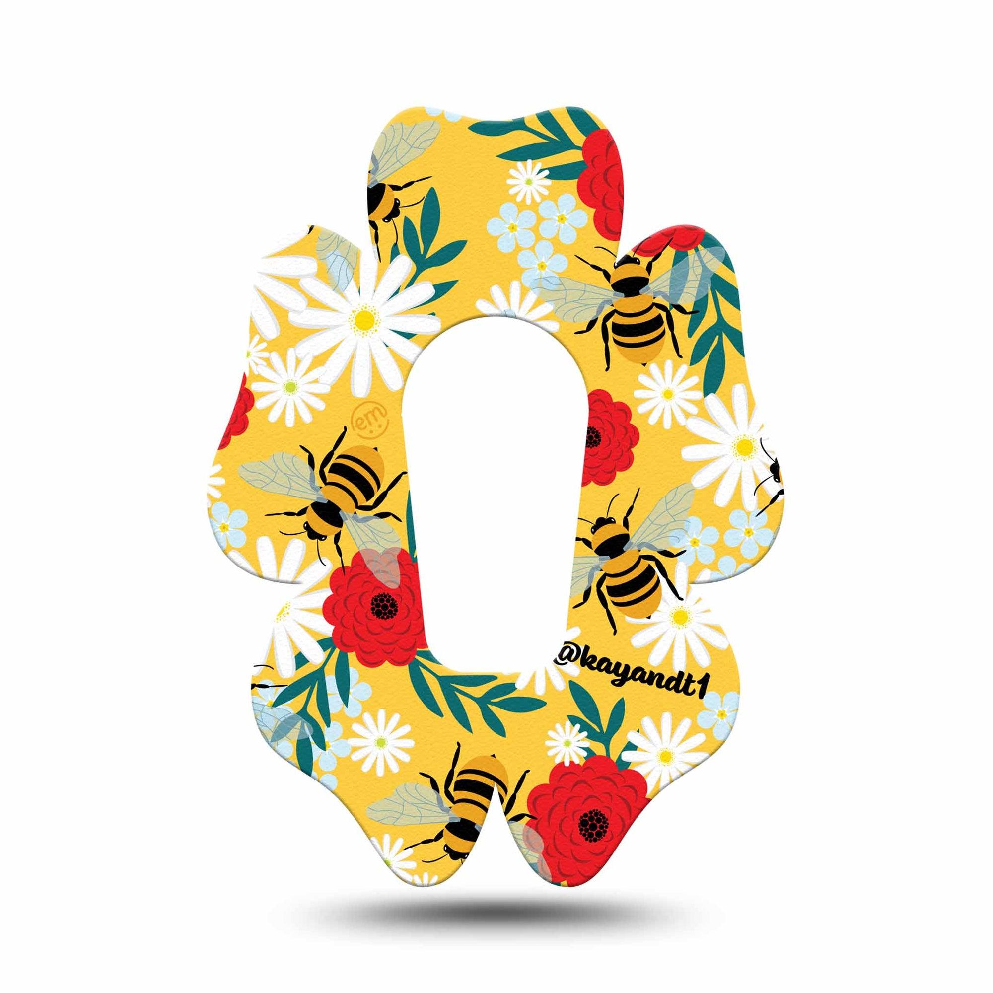 ExpressionMed Bees and Flowers Dexcom G6 Flower Shape Tape Single Tape Wildflower Meadow Adhesive Patch Continuous Glucose Monitor Design