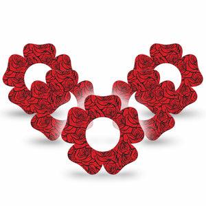 ExpressionMed Roses Freestyle Libre, Libre 2 Plus, and Abbott Lingo Flower, 5-Pack Romantic red roses Sensor Cover for Continuous Glucose Monitor