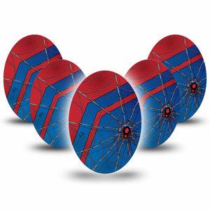 ExpressionMed Spider Man Medtronic Guardian Enlite Universal Oval 5-Pack Tape Spiderman Inspired, Plaster CGM Design