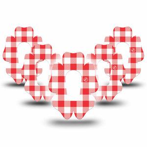ExpressionMed Red Gingham Dexcom G6 Flower, 5-Pack vintage picnic plaid Plaster for Continuous Glucose Monitor