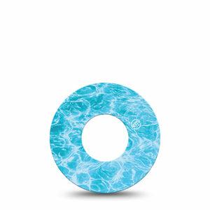 ExpressionMed Sunlit Water Freestyle Libre, Libre 2 Plus, and Abbott Lingo, Single Tape Rippling blue water Fixing Ring Patch for CGM