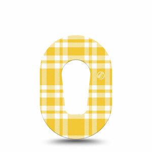 ExpressionMed yellow gingham Dexcom G6 Mini, Single Tape Summer yellow plaid Adhesive Tape for CGM