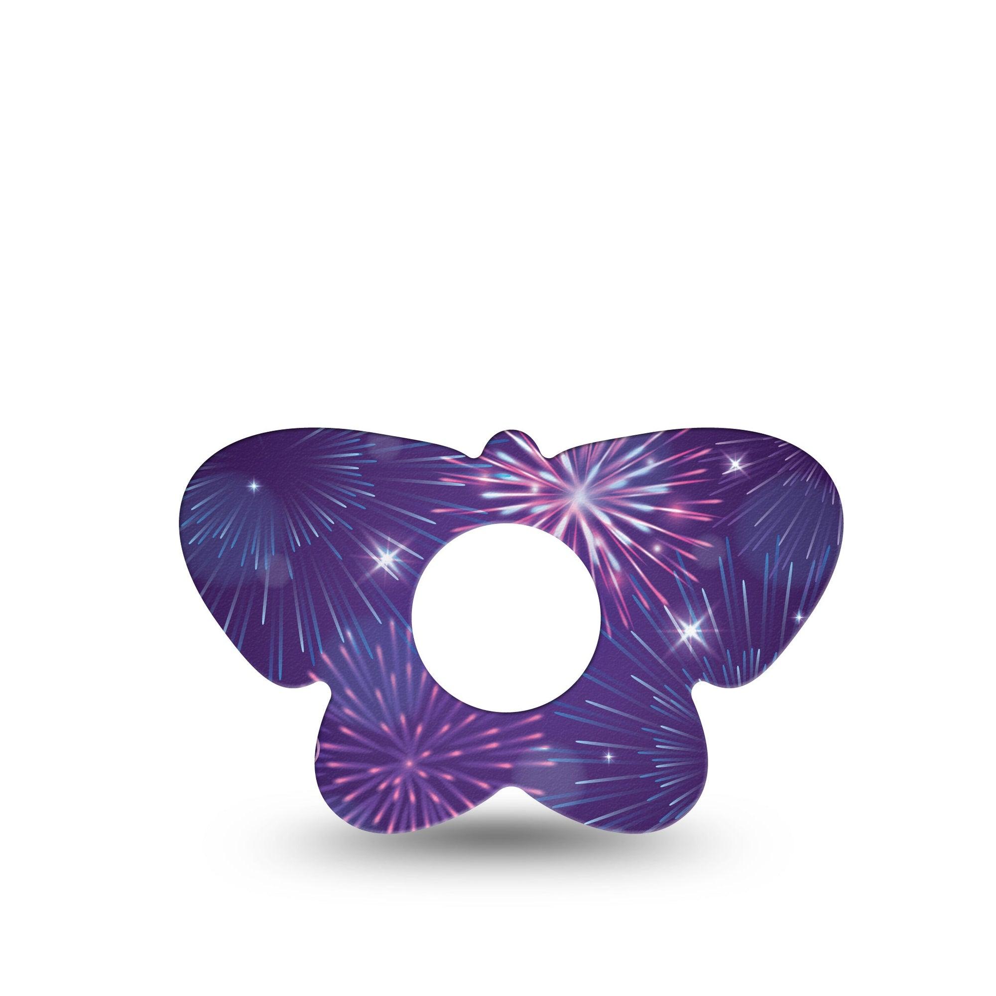 ExpressionMed New Years Celebration Infusion Set Butterfly Shape Tape 5-Pack Tape Explosive Fireworks, Plaster Continuous Glucose Monitor Design