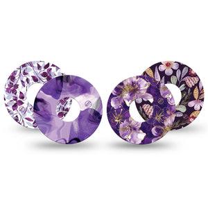 ExpressionMed Moody Plum Freestyle Libre 3 and Libre 3 Plus, 4-Pack Tape Elegant purple petals Best Covers for CGM
