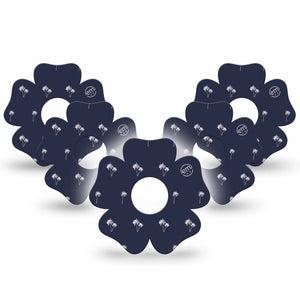 ExpressionMed Palm Trees Freestyle Libre 3 and Libre 3 Plus Flower Shape Tape 5-Pack Tape Coastal Palms, Plaster CGM Design