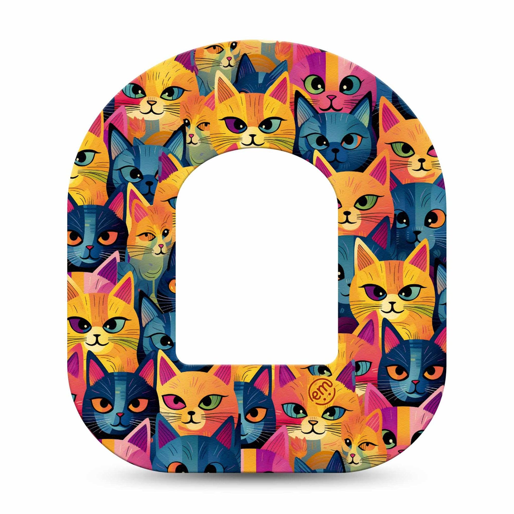 ExpressionMed Catorama Omnipod Tape Single Tape Unique Cat Pattern Illustration Adhesive Patch Pump Design