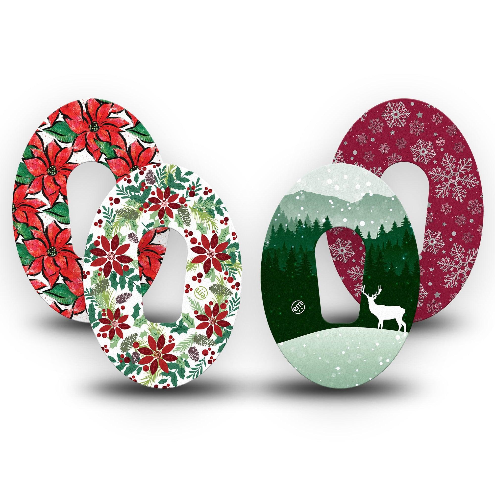 ExpressionMed Winter Variety Pack Dexcom G6 Tape 4-Pack Tape Variety Snowy Christmas Designs, Plaster CGM Design