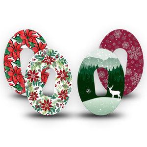 ExpressionMed Winter Variety Pack Dexcom G6 Tape 4-Pack Tape Variety Snowy Christmas Designs, Plaster CGM Design