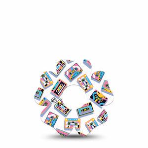 ExpressionMed Vintage Music Tapes Freestyle Libre 3 and Libre 3 Plus Flower Shape Tape Single Tape Colorful Music Tapes, Plaster CGM Design