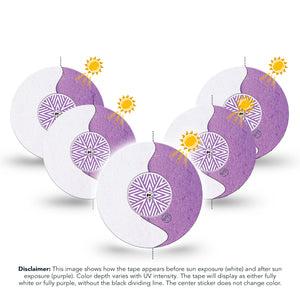 ExpressionMed Solar Violet Freestyle Libre and Libre 2 Plus Tape, Abbott Lingo, 5-Pack Tape and 5-Pack Sticker Sunlight-Activated, Fixing Ring Tape Continuous Glucose Monitor Design