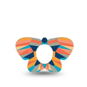 ExpressionMed Geometric Butterfly Dexcom G7 Butterfly Shape Tape, Dexcom Stelo Glucose Biosensor System,  Single Tape Peachy Blue Geo Butterfly, Adhesive Tape CGM Design