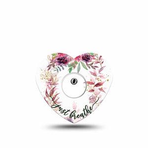 ExpressionMed Just Breathe Freestyle Libre 3 and Libre 3 Plus Heart Shape Tape Single Tape and Single Sticker Mindful Breathing, Plaster CGM Design