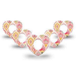 ExpressionMed Blush Dexcom G7 and Dexcom Stelo Glucose Biosensor System Heart, 5-Pack subtle pink texture Waterproof Adhesive Tape for Continuous Glucose Monitor