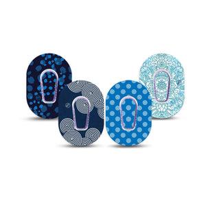 ExpressionMed Barbie Splash Variety Pack Dexcom G6 Mini Tape, 4-Pack Tape and 4-Pack Stickers Variety Bold Blue Prints, Adhesive Tape CGM Design