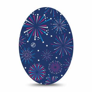 ExpressionMed Night Sky Celebration Medtronic Guardian Enlite Universal Oval Single Star-spangled Firework Show Plaster Continuous Glucose Monitor Design