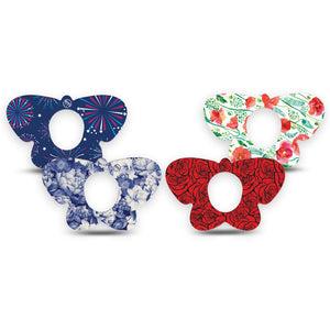 ExpressionMed Heritage Floral Dexcom G7 and Dexcom Stelo Glucose Biosensor System Butterfly, 4-Pack Tape classic floral graphic Accessories for CGM