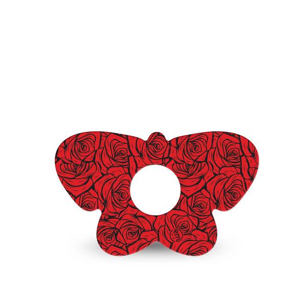 ExpressionMed Roses Freestyle Libre 3 and Libre 3 Plus Butterfly, Single Tape Red roses Waterproof Adhesive Tape for CGM