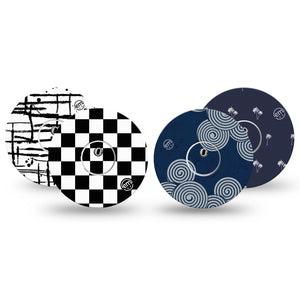 ExpressionMed Simply Patterned Variety Pack Freestyle Libre 3 and Libre 3 Plus Sticker and Tape  Grunge Patterns and Colors, Vinyl Sticker and Tape Pairing CGM Design