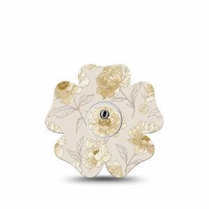 ExpressionMed Sketched Peonies Freestyle Libre 3 and Libre 3 Plus Flower, Single Tape and Single Sticker Floral linework pattern Adhesive Tape for CGM