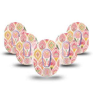 ExpressionMed Blush Dexcom G6 Mini, 5-Pack Tape and 5-Pack Sticker subtle pink texture Waterproof Sensor Cover for Continuous Glucose Monitor