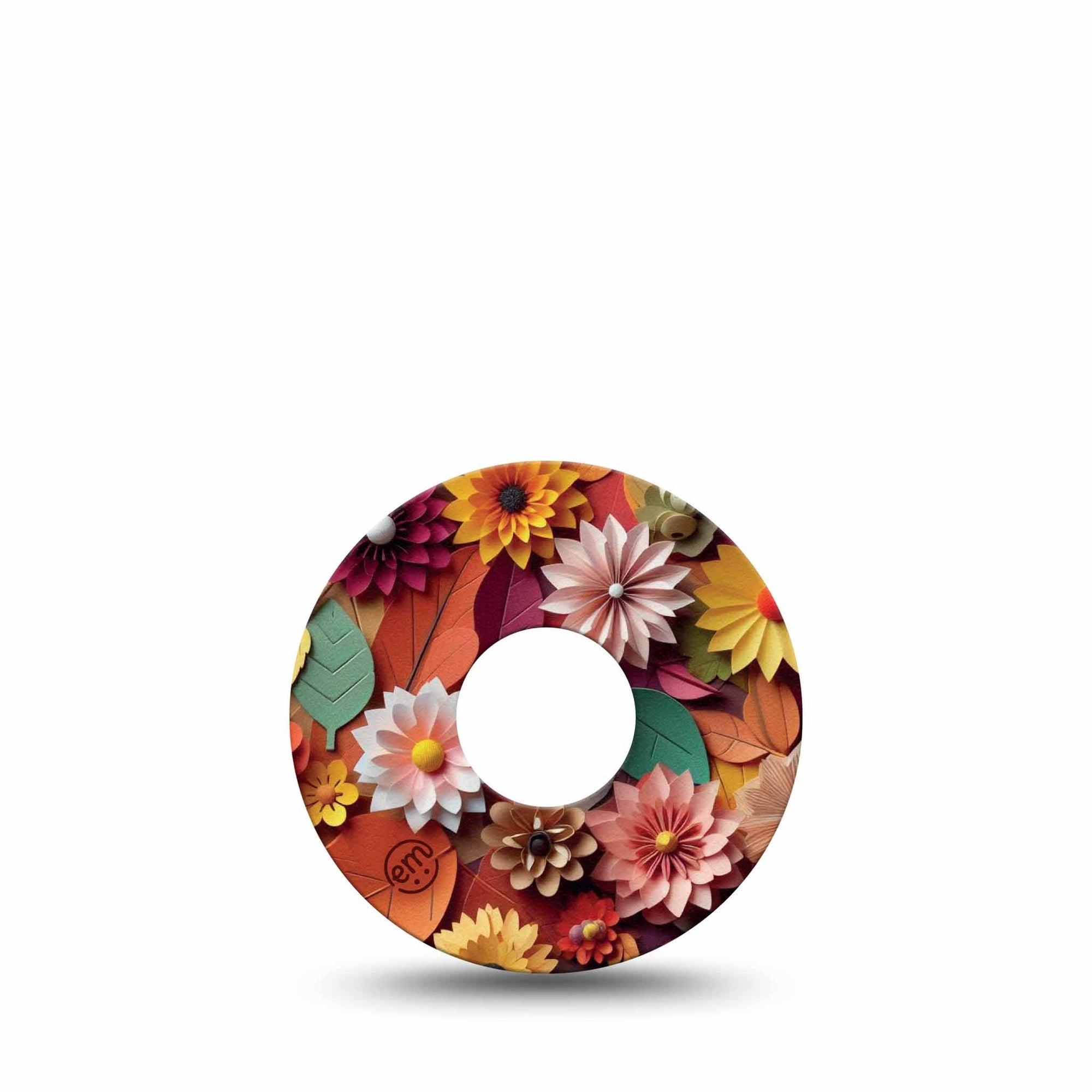 ExpressionMed 3D Floral Freestyle Libre 3 Tape Single Tape Autumn Palette 3D Foliage Art Piece, Adhesive Tape CGM Design