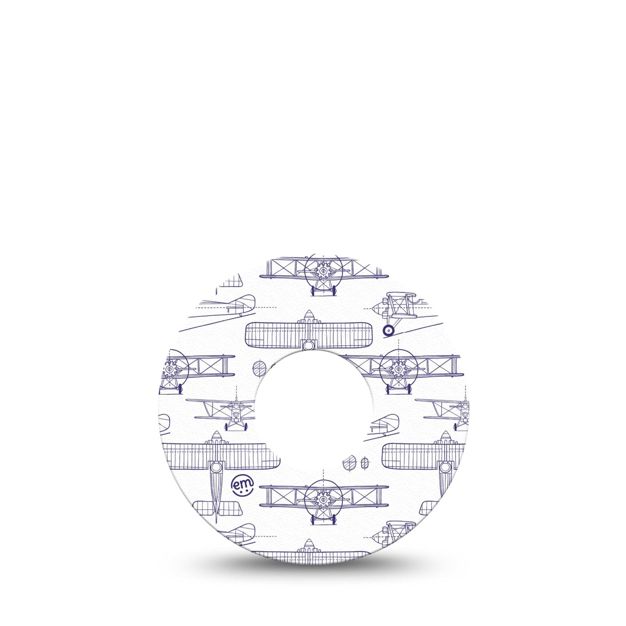 ExpressionMed Airplane Infusion Set Tape, 5-Pack Tape Small Aircraft Outlines, Overlay Patch Continuous Glucose Monitor Design