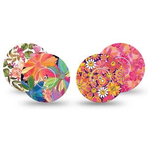 ExpressionMed Island Glow Variety Pack Freestyle Libre and Libre 2 Plus Tape, Abbott Lingo, 4-Pack Tape and 4-Pack Sticker Variety Holiday Vacation Inspired, Fixing Ring Tape Continuous Glucose Monitor Design