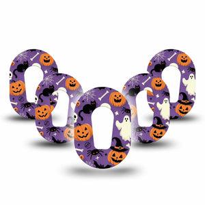 ExpressionMed Happy Halloween Dexcom G6 Mini Tape 5-Pack Black Cat Spooky Spiders Adhesive Tape CGM Design