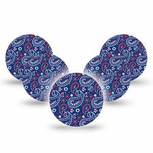 ExpressionMed Independence Paisley Freestyle Libre 3 and Libre 3 Plus Overpatch 5-Pack Tape Summer Ornamental Print, Adhesive Patch CGM Design