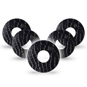 ExpressionMed Black Aligator Skin Infusion Set Tape 10-Pack Tape Textured Alligator-Inspired Skin, Overlay Patch Continuous Glucose Monitor Design