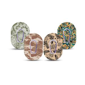 ExpressionMed Khaki Florals Variety Pack Dexcom G6 Mini Tape 4-Pack Tape and 4-Pack Sticker Variety Beige Green Camo Flowers, Adhesive Tape CGM Design