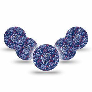 ExpressionMed Independence Paisley Freestyle Libre 3 and Libre 3 Plus Tape 5-Pack Tape and 5-Pack Sticker Fun Summer Paisley, Adhesive Tape Continuous Glucose Monitor Design