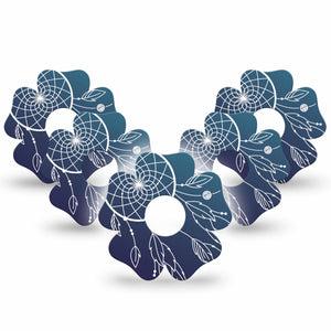 ExpressionMed Blue Dreamcatcher Freestyle Libre 3 and Libre 3 Plus Flower Shape Tape 5-Pack Tape Boho Decor Overlay Tape CGM Design