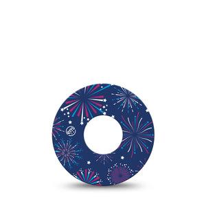 ExpressionMed Night Sky Celebration Freestyle Libre Tape, Abbott Lingo, Single Firework Lit Sky Inspired Fixing Ring Tape Continuous Glucose Monitor Design