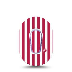 ExpressionMed Red Stripes Dexcom G6 Mini, Single Tape and Single Sticker USA Flag inspired Waterproof Adhesive Tape for CGM