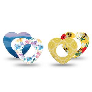 ExpressionMed Summer Brights Freestyle Libre, Libre 2 Plus, and Abbott Lingo Heart, 4-Pack Tape Spring skies and blossoms Waterproof Adhesive Tape for Continuous Glucose Monitor
