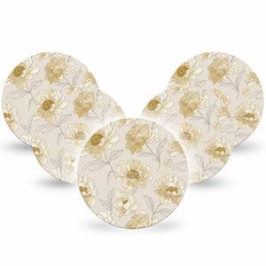 ExpressionMed Sketched Peonies Freestyle Libre, Libre 2 Plus, and Abbott Lingo OverPatch, 5-Pack White and yellow peonies Best Covers for CGM