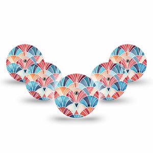 ExpressionMed Watercolor Fan Freestyle Libre 3 and Libre 3 Plus, 5-Pack Tape and 5-Pack Sticker Watercolor fan motif Sensor Cover for CGM